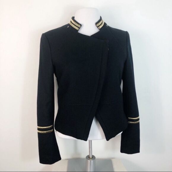 H&M Navy Gold WOOL Blend Military Style Jacket
Coat Gold Accents Size 11/ small - Picture 7 of 13